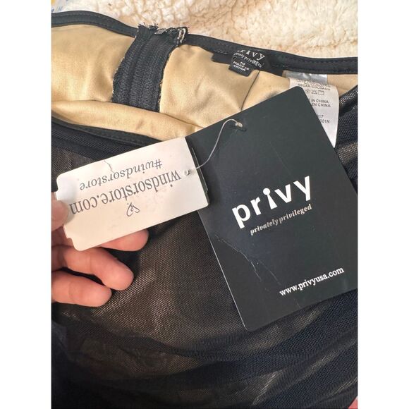 Privy Windsor Black Mesh Ruched Mini Skirt | Sheer Overlay Nude Lining Bodycon S - Picture 6 of 10